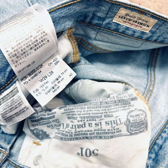 Levi’s 501 Hollow Days Jeans – Light Wash, High Rise, Button Fly, 29x28 - Picture 5 of 7